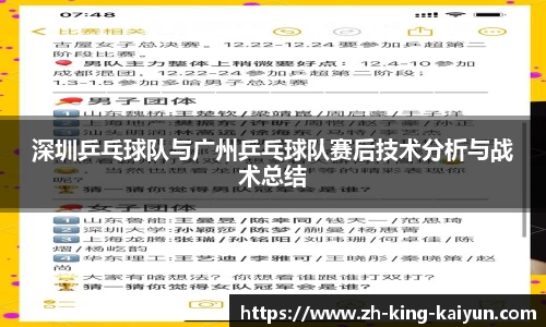 深圳乒乓球队与广州乒乓球队赛后技术分析与战术总结